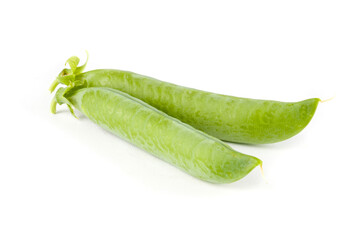 Green pea pod isolated on white.