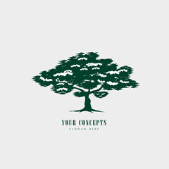 Obraz premium Tree silhouettes sketch on white background in nature illustration design