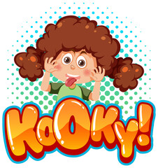 Playful cartoon character with kooky word expression