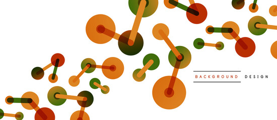 Line points connections geometric abstract background. Circles connected by lines. Trendy techno business template for wallpaper, banner, background or landing