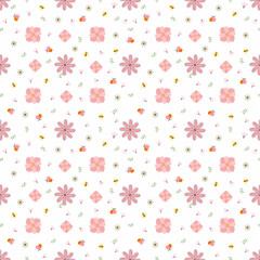 Small flower pattern with bee. Design for fashion, fabric, wallpaper and print.