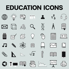 Set vector icons in flat design education with elements for mobile concepts and web apps. Collection modern infographic logo and pictogram.