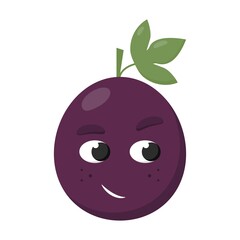 Kawaii passion fruit with doubt emotion