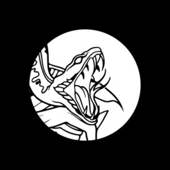 snake vector illustration with round concept