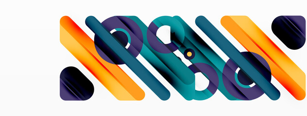 Lines geometric background. Stripes and rings composition business template for wallpaper, banner, background or landing