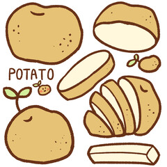 potato cartoon drawing set 