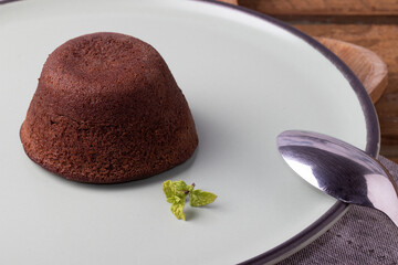 French petit gateau of chocolate.