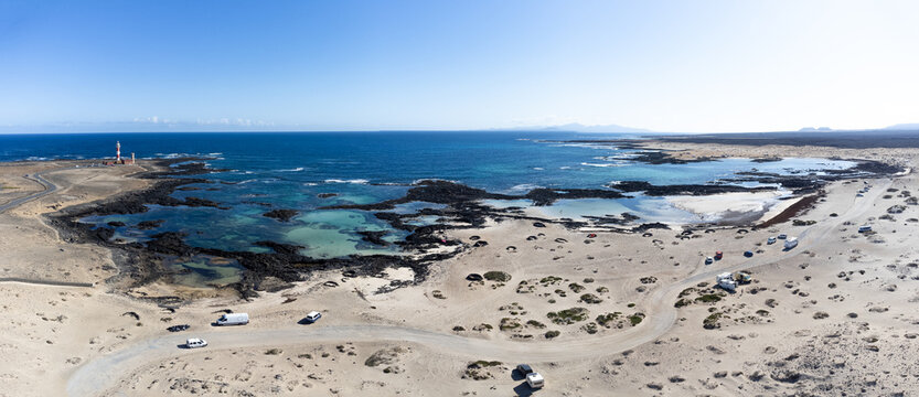 El Toston lighthouse and Cotillo lakes panorama, Fuerteventura