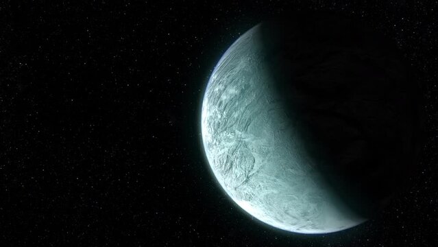 Futuristic concept of deep space exploration discovering a new alien planet in another galaxy. Alien world concept