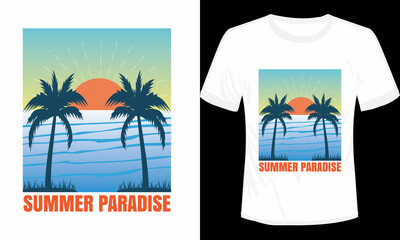 Summer Paradise Nature Vector Illustration