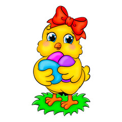 Cartoon character. Colorful vector illustration. Isolated on white background. Easter theme. Design element. Template for your design, books, stickers, cards.