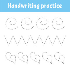 Handwriting pactice. Education developing worksheet. Activity page. Color game for children. Isolated vector illustration. cartoon character.