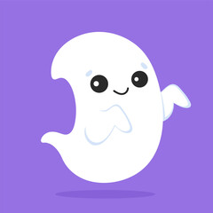 Cute ghost. Cartoon character. Colorful vector illustration. Isolated on color background. Design element. Template for your design, books, stickers, cards.