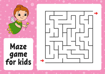 Maze game for kids. Funny labyrinth. Activity worksheet. Puzzle for children. cartoon style. Logical conundrum. Color vector illustration.