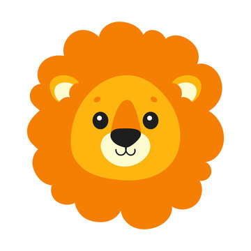 Cute lion. Wild animal. Cartoon character. Colorful vector illustration. Isolated on white background. Design element. Template for your design, books, stickers, cards.