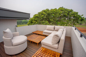 Rooftop lounge with couch 