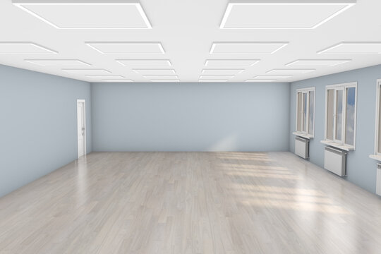 Empty room with window and heating radiator. 3D illustration