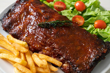 grilled and barbecue ribs pork