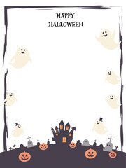 ハロウィーンのイラストのフレーム　縦