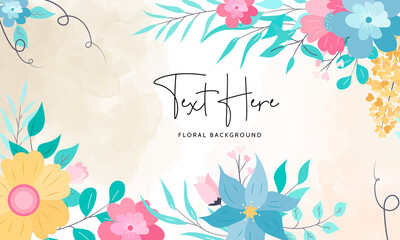 beautiful floral background design with colorful flower leaves
