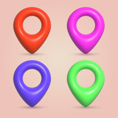 3d set of map pin pointer icon. Vector