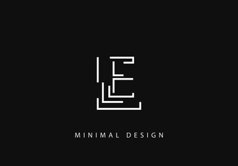 Alphabet letter LE logo design line art
