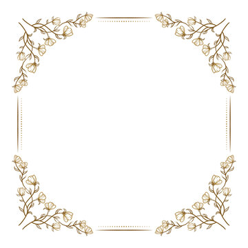 Vector squate floral frame. Greeting card or invitation template.