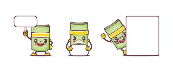 money cartoon mascot with different expressions