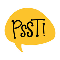 Psst word. Comic speech bubble. Text sound effects.