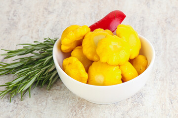 Pickled yellow patisson natural snack