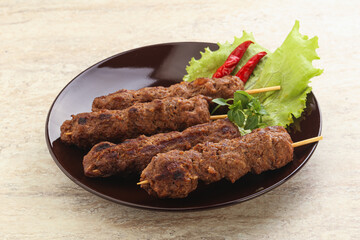 Beef kebab skewer minced meat