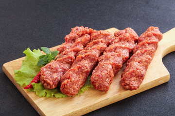 Raw beef kebab minced meat