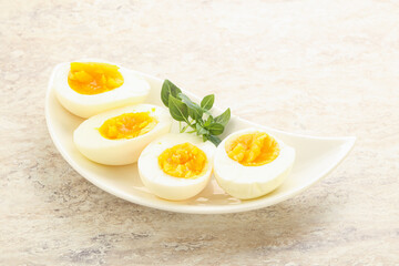 Boiled chicken egg for breakfast
