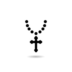 Logotype Christian cross on chain with shadow