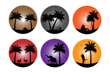cute silhouette landscape set graphic