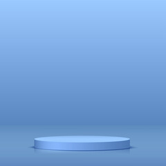 Blue podium in blue background for product presentation. Vector