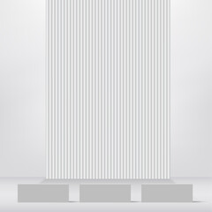 White podium in white background for product presentation. Vector