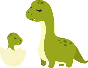 Dinosaur with a Child isolated Vector illustration on white background