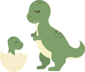 Dinosaur with a Child isolated Vector illustration on white background