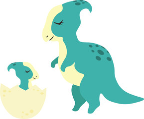 Dinosaur with a Child isolated Vector illustration on white background