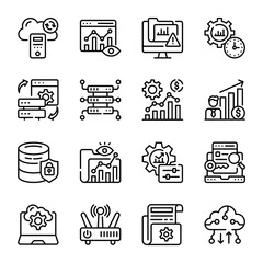Pack of Data Management Line Icons
