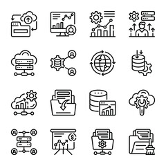 Set of Data Network Line Icons