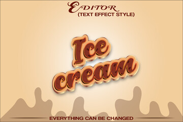 Editable 3d text effect Ice Cream template style premium vector 