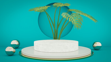 3d illustration rendered. Pedestal for display, pedestal or platform, Blank product stand.