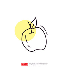 apple fruit doodle line icon