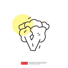 broccoli vegetable doodle line icon
