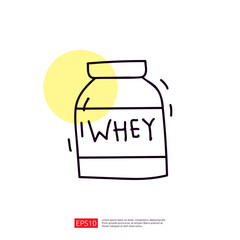 whey protein bottle doodle icon