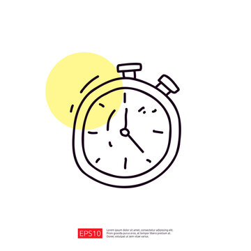 Stopwatch Doodle Line Icon Vector