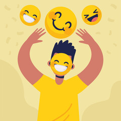 guy with smiling emoji