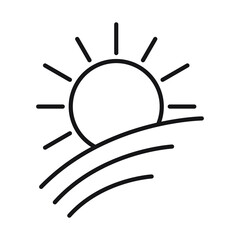 Sunset icon, sunrise icon. Sun, rise symbol. Morning icon.